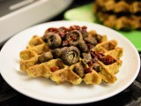 Green Onion Chickpea Waffles with Roasted Mushrooms