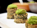 Dandelion & Bean Quinoa Cakes with Peasamole
