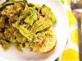 Zucchini Pasta with Pesto & Mushrooms