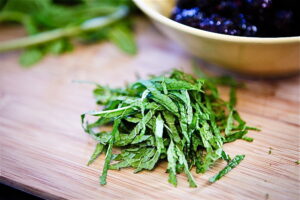 Black Eyed Pea Mole Cakes with Blackberry Mint Salsa