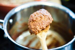 Black Eyed Pea Mole Cakes with Blackberry Mint Salsa