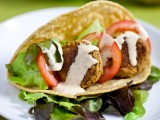 Falafel Tacos with Sriracha Tahini Sauce