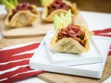Mini BBQ Soy Curl Taco Bowls with Pickled Onions