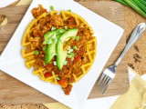 Cheesy Cornbread Waffles with Cauliflower Lentil Sloppy Joes