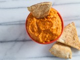Mediterranean Nachos with Roasted Red Bell Pepper Hummus & Tofu Feta