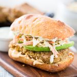 Filet O’ Chickpea Sandwich with Tartar Sauce Slaw