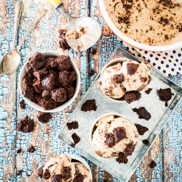 Vegan Peanut Butter-Caramel-Brownie Chunk Ice Cream