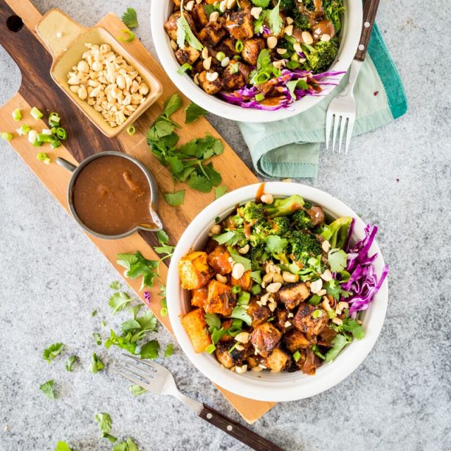 Thai Peanut Tofu & Sweet Potato Bowl