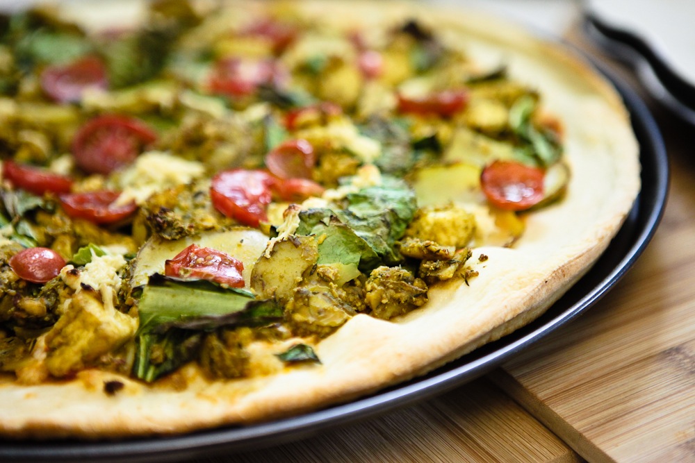 Taters 'n' Greens Tofu Scramble Pizza 