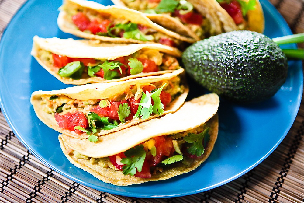 Cilantro Avocado Chickpea Salad Tacos