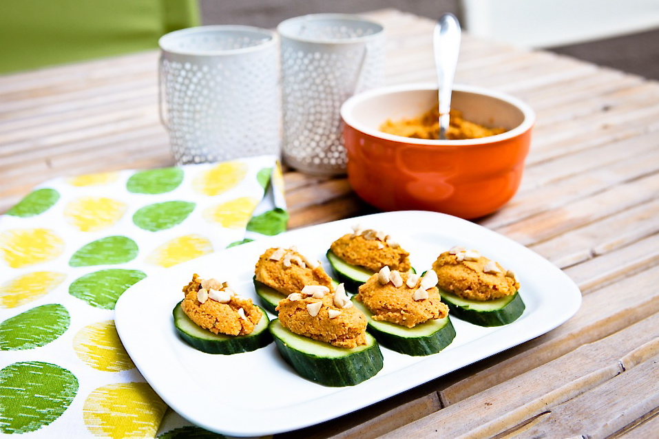 Carrot Cashew Pate Cucumber Canape 