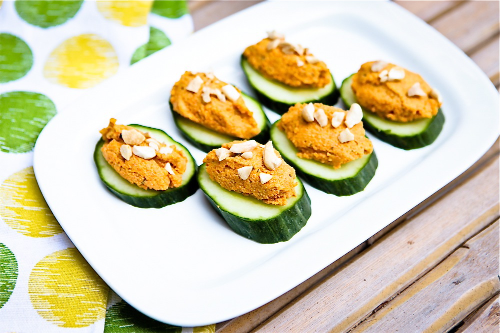 Carrot Cashew Pate Cucumber Canape 