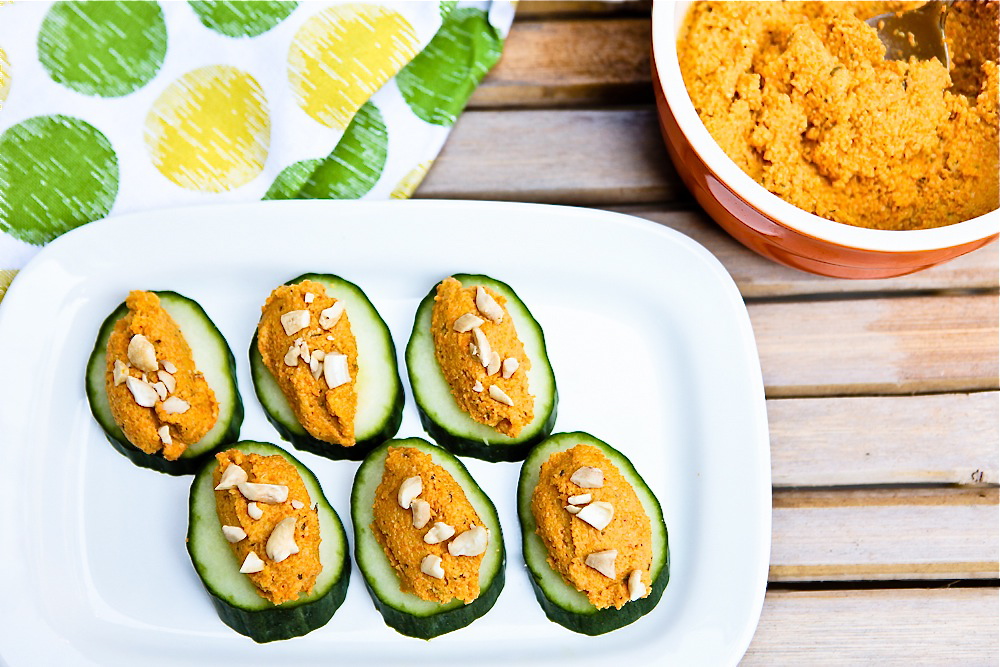 Carrot Cashew Pate Cucumber Canape 