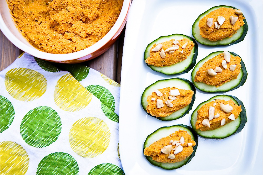 Carrot Cashew Pate Cucumber Canape 