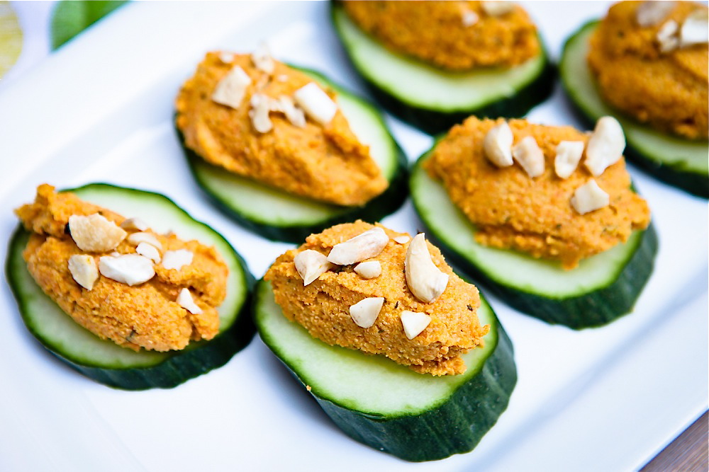 Carrot Cashew Pate Cucumber Canape 