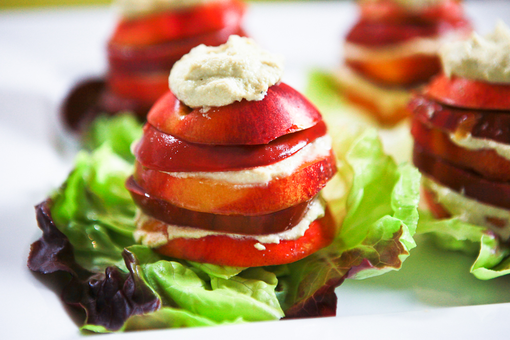 Tomato Nectarine Salad with Roasted Garlic Cashew Ricotta 