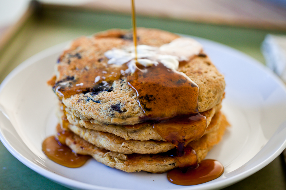 Lemon Blueberry Oatmeal Pancakes