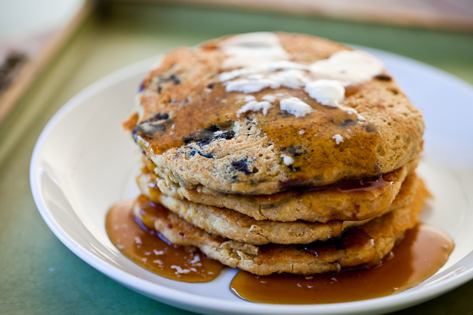 Lemon Blueberry Oatmeal Pancakes 