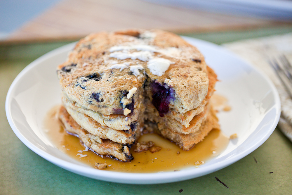 Lemon Blueberry Oatmeal Pancakes 