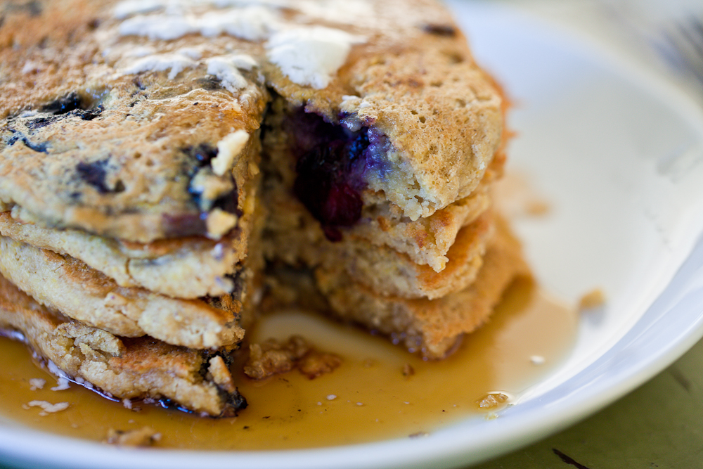 Lemon Blueberry Oatmeal Pancakes 