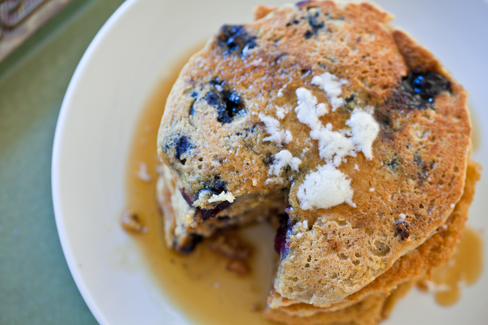 Lemon Blueberry Oatmeal Pancakes 