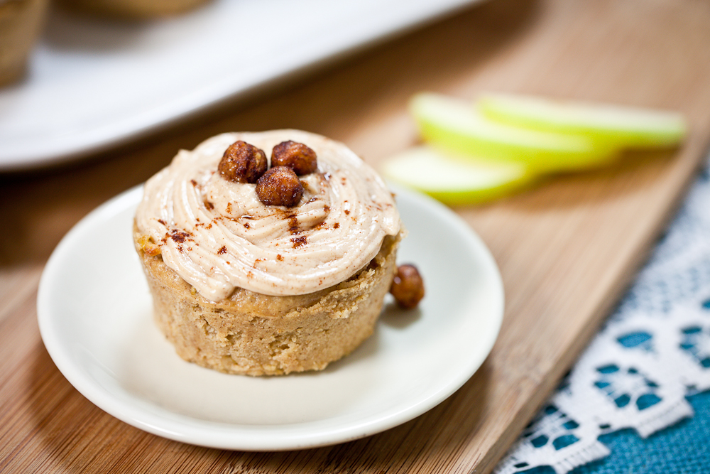 Apple Fritter Cupcakes with Sugar-Free Cinnamon Cream Cheese Frosting