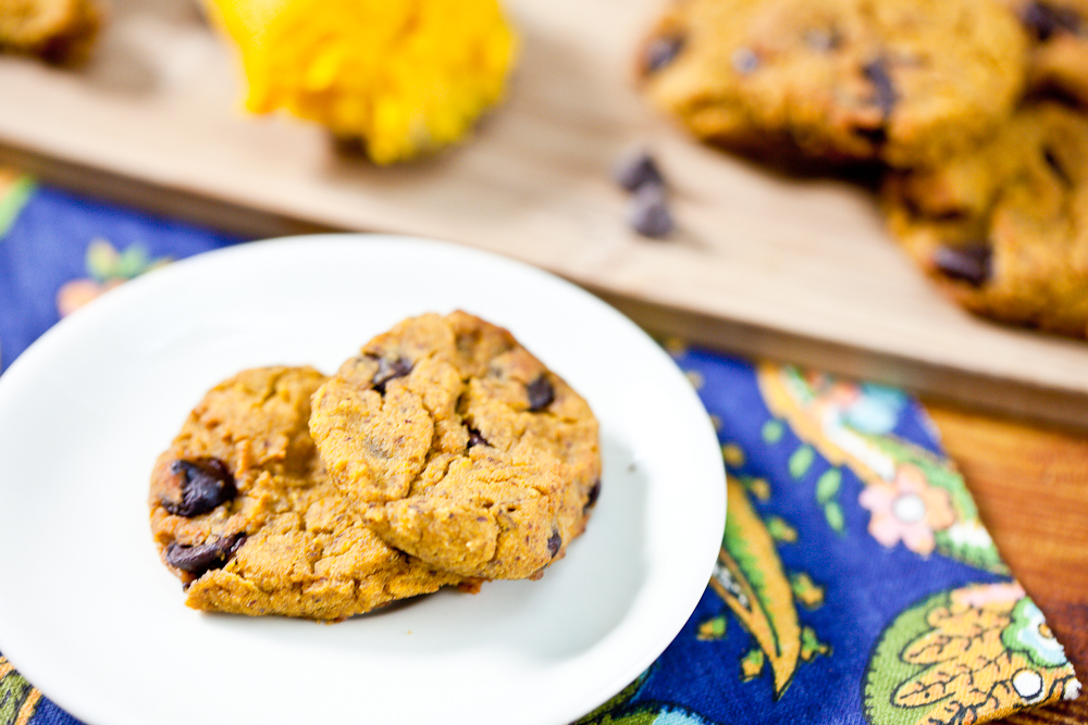 Flourless Pumpkin Chocolate Chip Cookies