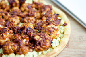 Buffalo Cauliflower Wing Pizza with Tofu Blue Cheese Spread