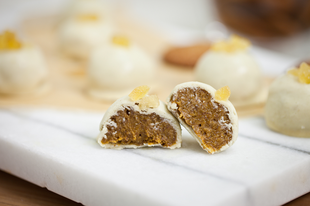 White Chocolate Pumpkin Gingersnap Truffles