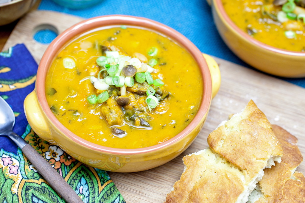 Sweet Potato Butternut Stew with White Beans and Chard 