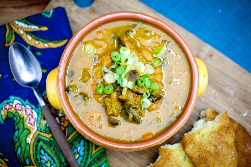 Sweet Potato Butternut Stew with White Beans and Chard