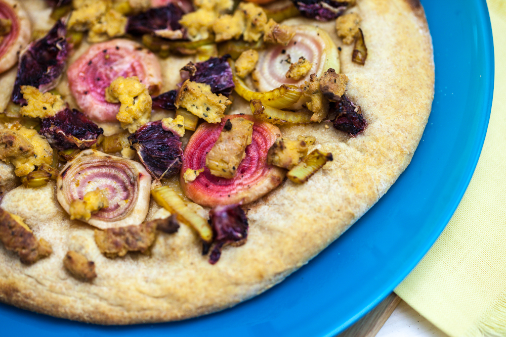 Roasted Beet, Blood Orange & Fennel Pizza with Tofu Chèvre 