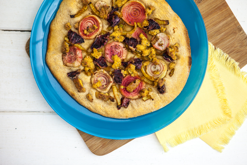 Roasted Beet, Blood Orange & Fennel Pizza with Tofu Chèvre 