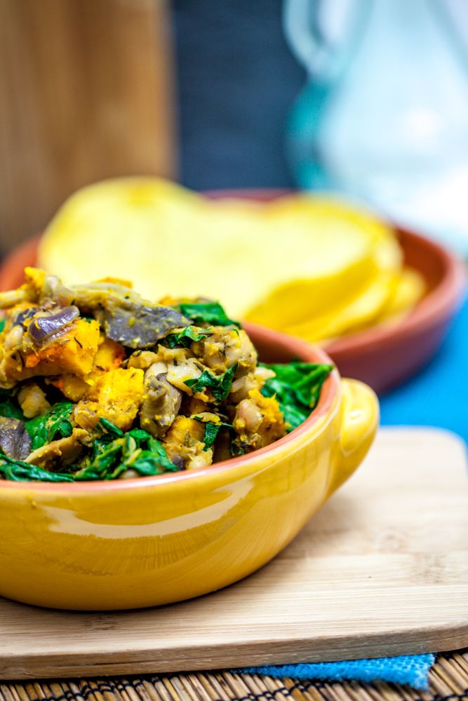 Chanterelle, White Bean & Cheesy Roasted Kabocha Tacos