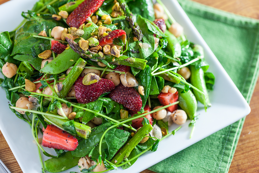 Springtime Strawberry Spinach Salad with Lemon Poppy Seed Dressing