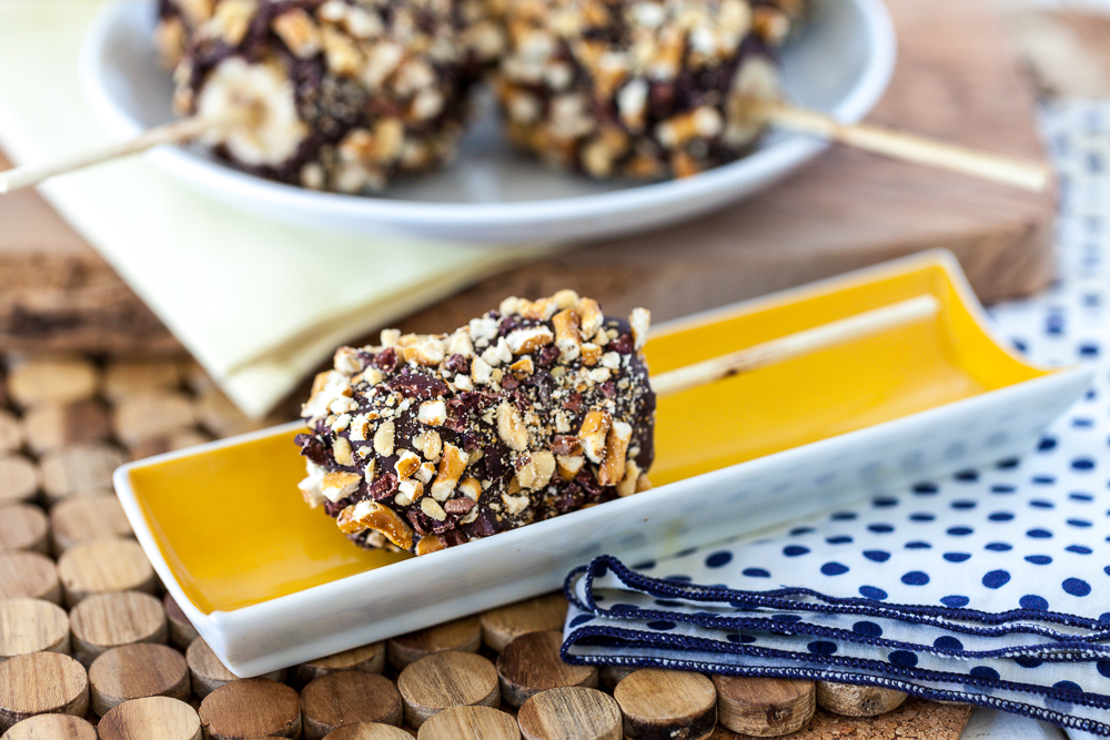 Double-Dipped Chocolate Covered Bananas with Everything On Them