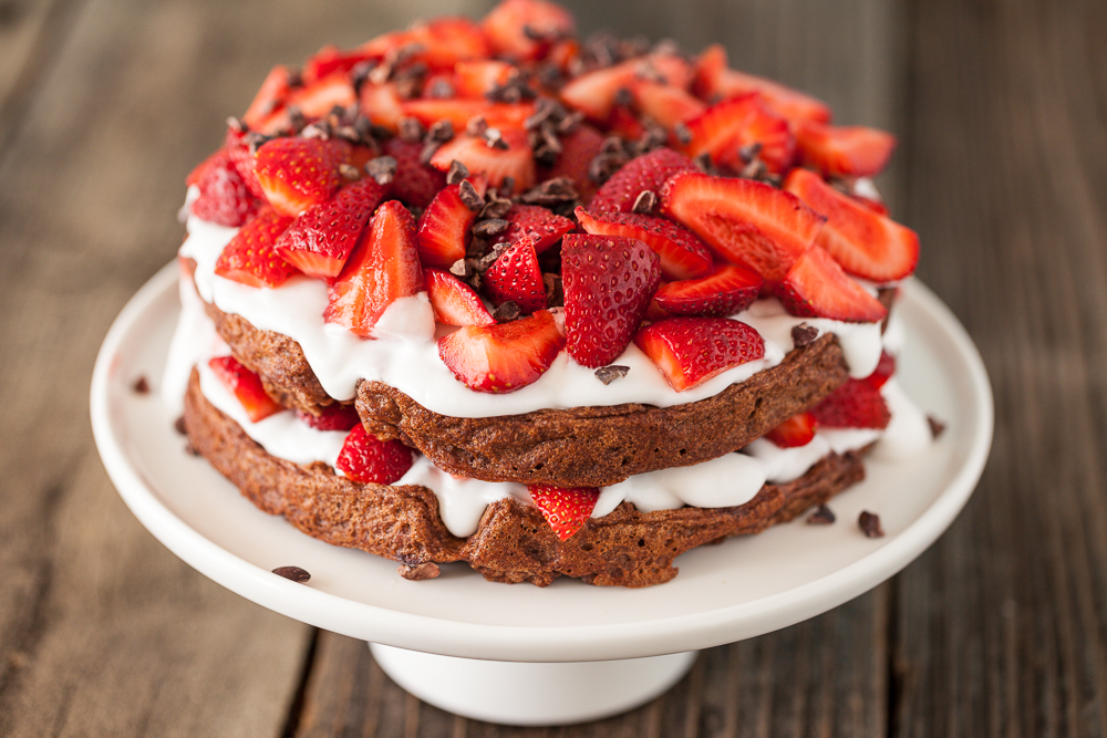 Chocolate Strawberry Shortcake Waffles