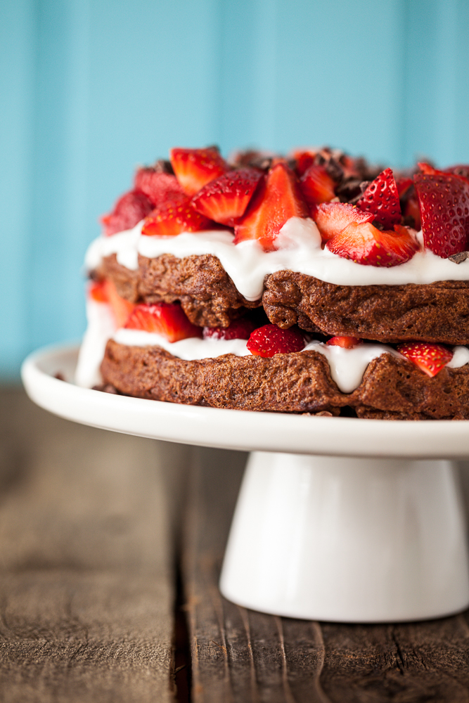 Chocolate Strawberry Shortcake Waffles