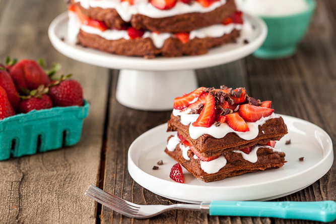 Chocolate Strawberry Shortcake Waffles