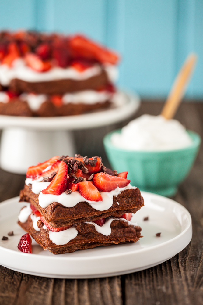 Chocolate Strawberry Shortcake Waffles