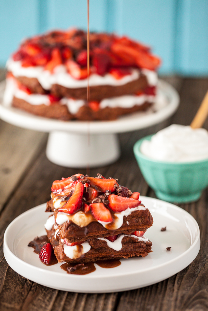 Chocolate Strawberry Shortcake Waffles