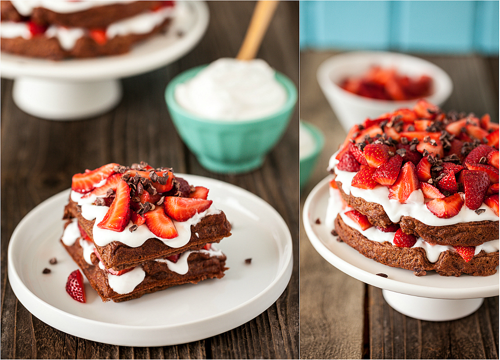 Chocolate Strawberry Shortcake Waffles