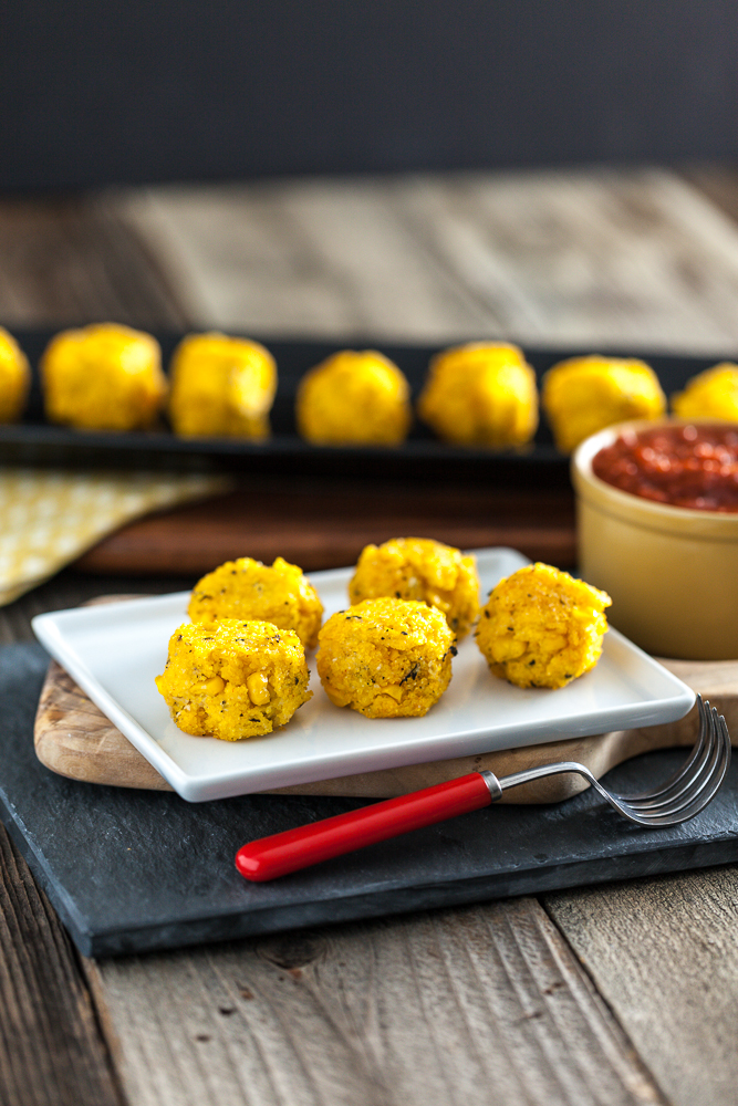 Polenta Cornballs with Spicy Marinara Sauce