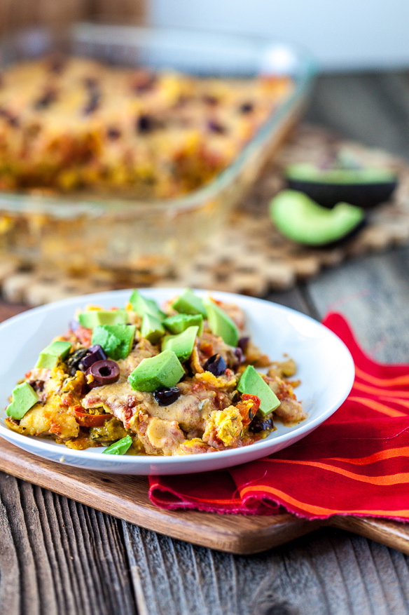 Nacho Cheese Tofu Scramble Enchiladas