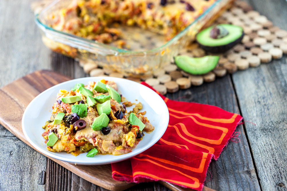 Nacho Cheese Tofu Scramble Enchiladas