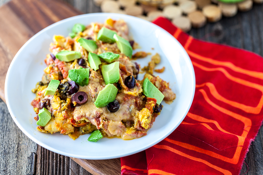 Nacho Cheese Tofu Scramble Enchiladas