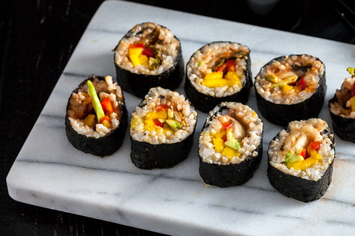 Avocado, Mango & Kimchi Sushi Rolls