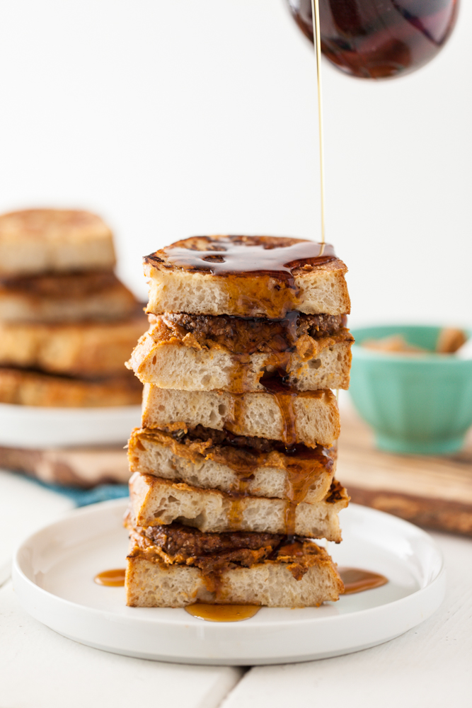 Vegan Sausage French Toast Breakfast Sandwich