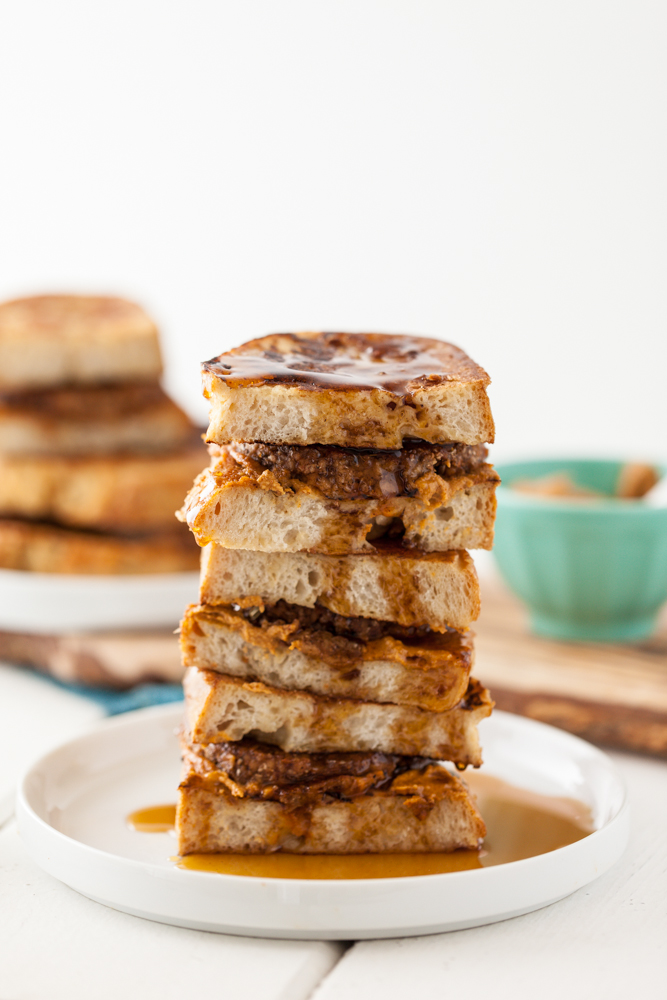 Vegan Sausage French Toast Breakfast Sandwich