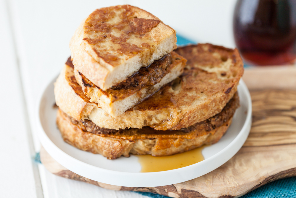 Vegan Sausage French Toast Breakfast Sandwich